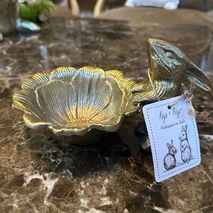 Hip and hop, metal Easter bunny, candy dish.